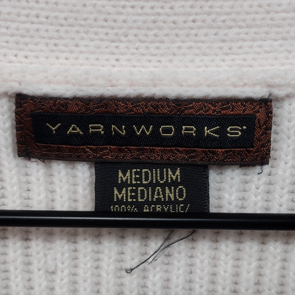 YarnWorks Ribbed Button Front Sweater Cardigan Womens M Pink Barbiecore Romantic - Picture 7 of 7